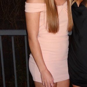 Blue Blush Off the Shoulder Light Pink Mini Bodycon Dress Size S